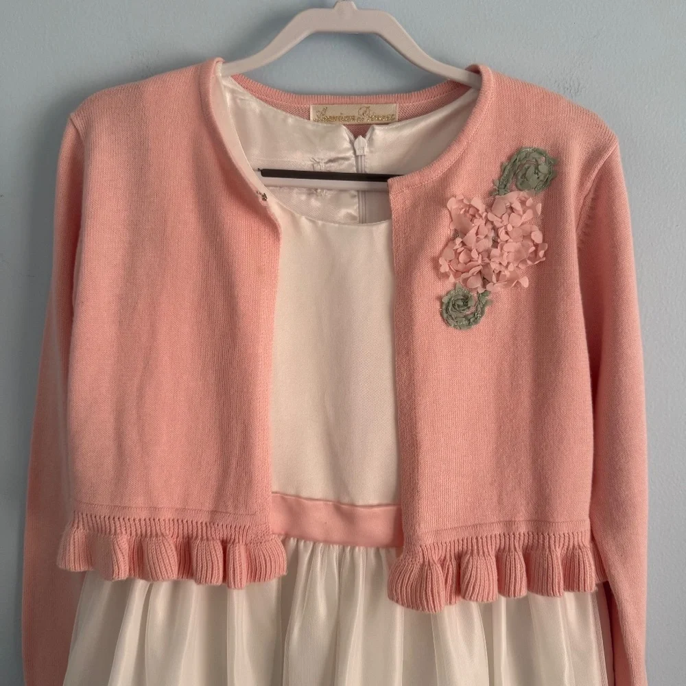 American Princess Girl‎ 2-pcs Embroidered Dress & Cardigan Holiday Size 8